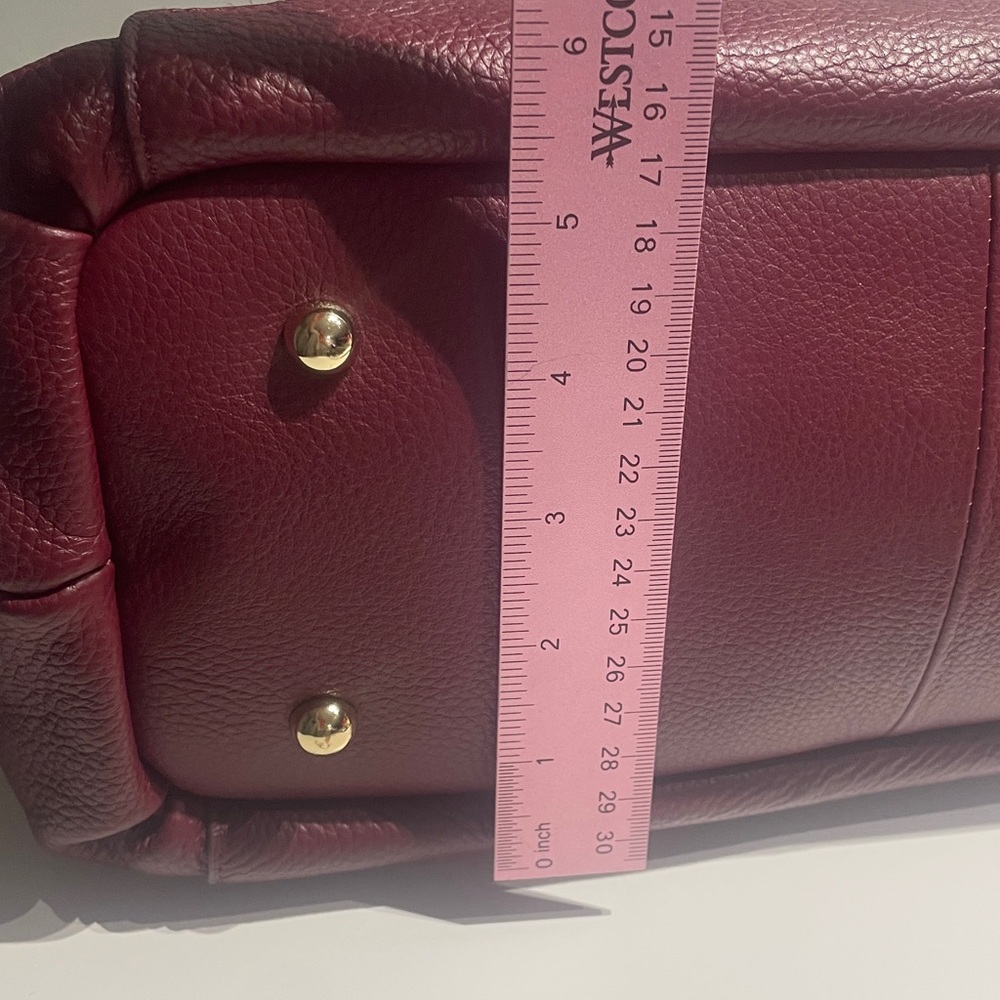 Ora Delphine Adele Burgundy Leather Satchel Bag Fall Color - Picture 7 of 14